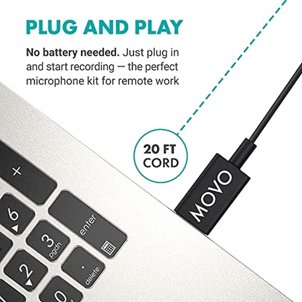 Movo Lavalier: Movo M1 USB Lavalier Lapel Clip-On – Close-up Detail