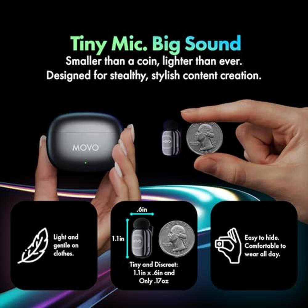 Movo NanoMic Dual USB-C Wireless Microphone for iPhone – Close-up Detail