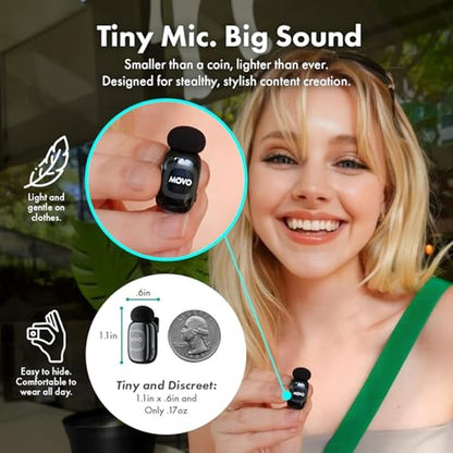 Movo NanoMic: Wireless Lavalier Microphone for Camera – Close-up Detail