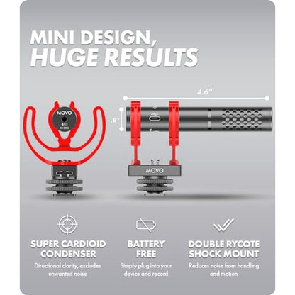 Camera Movo: Movo X1-Mini Video Shotgun Mic SuperCardioid – Side View