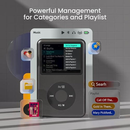 MP3 Player with Bluetooth 128GB Portable Music Digital – Side View