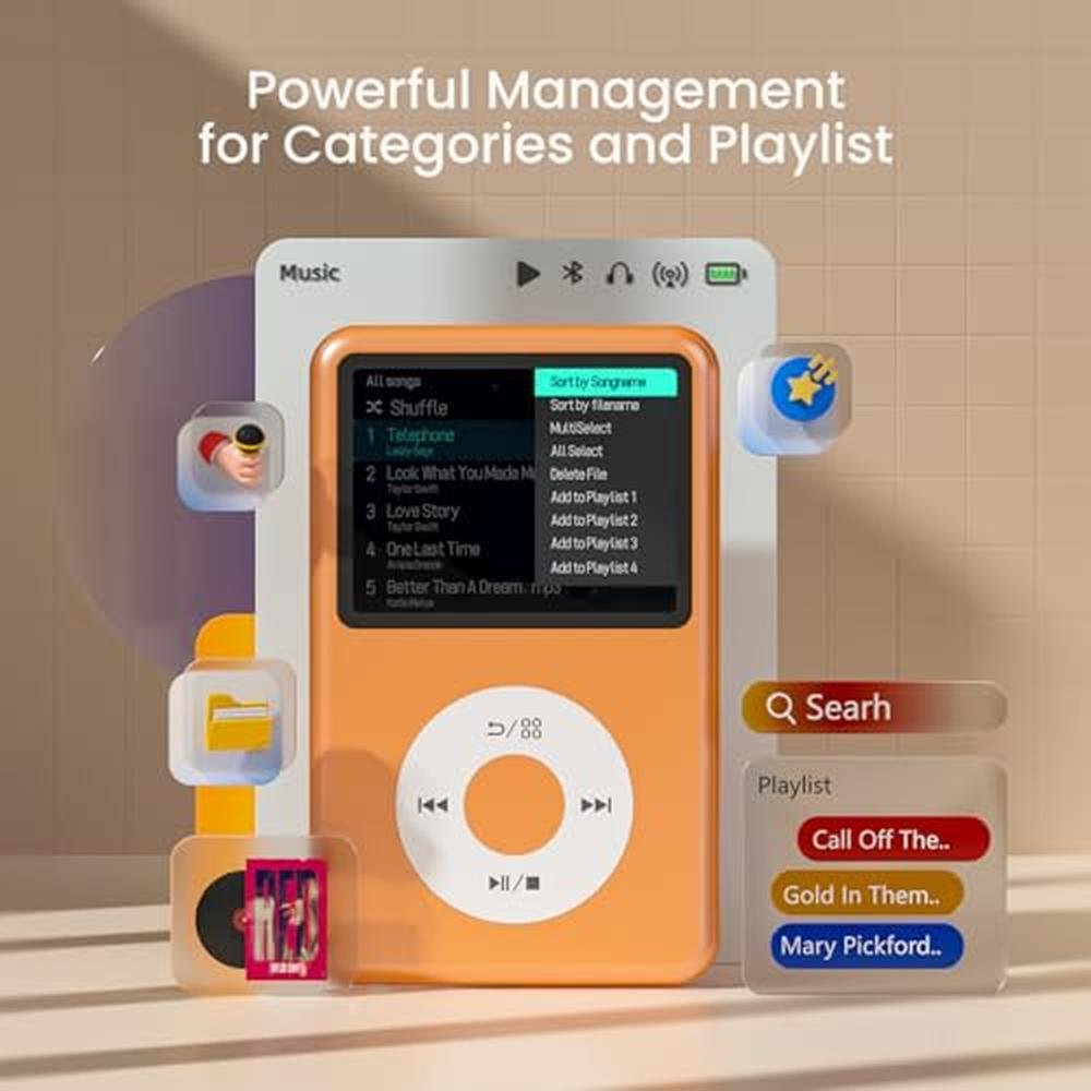 MP3 Player: Y1 Portable Music Digital Player with Bluetooth – Side View