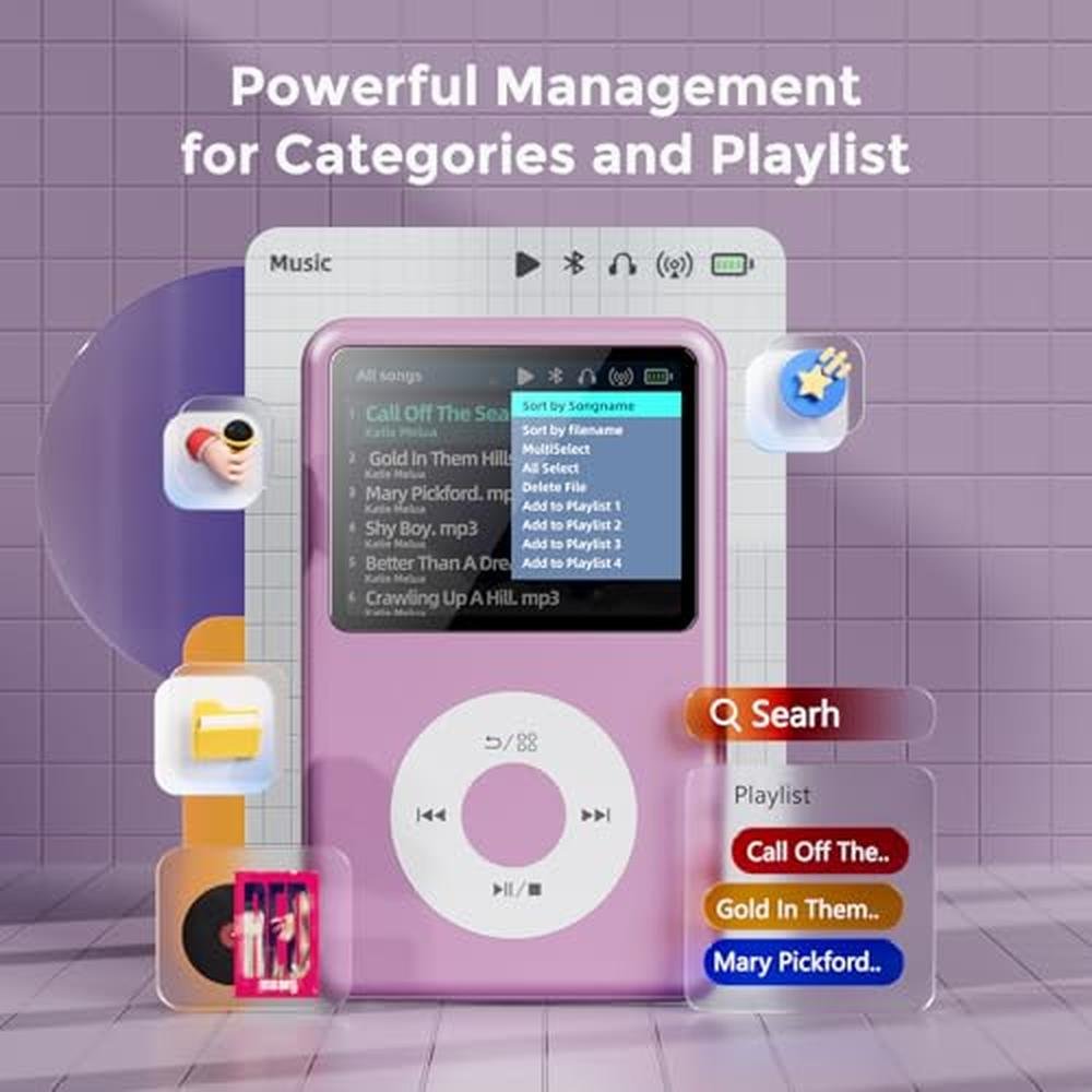 MP3 Player: Y1 Portable Music Digital Player with Bluetooth – Side View