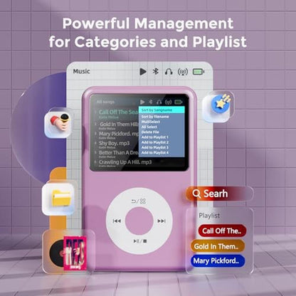 MP3 Player: Y1 Portable Music Digital Player with Bluetooth – Side View