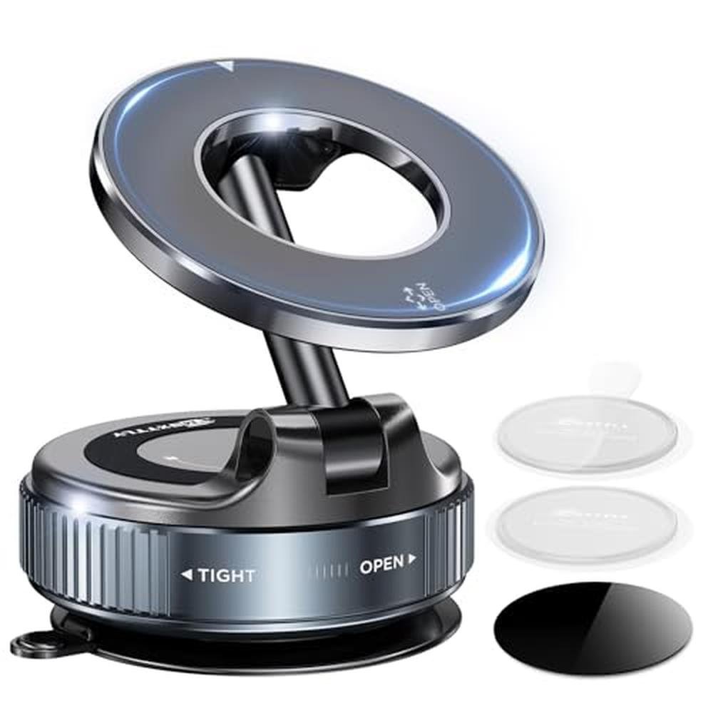 Phone Car Mount: MSXTTLY Vacuum Magnetic Phone Holder – Front View