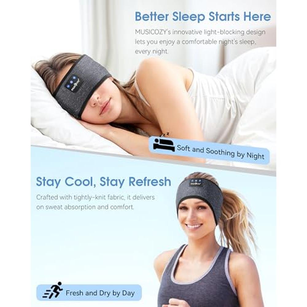 Sleep Headphones: MUSICOZY Bluetooth 5.4 Headband Headphones – Side View