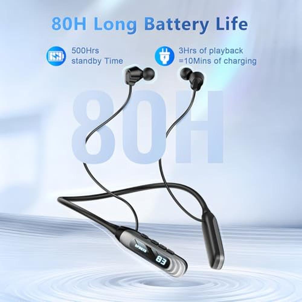 MZYQCY Neckband: Bluetooth Headphones 80h Playback – Close-up Detail