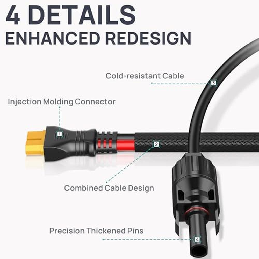 Solar Panel: Naponal 10AWG-20ft Advanced Solar to XT60 – Close-up Detail