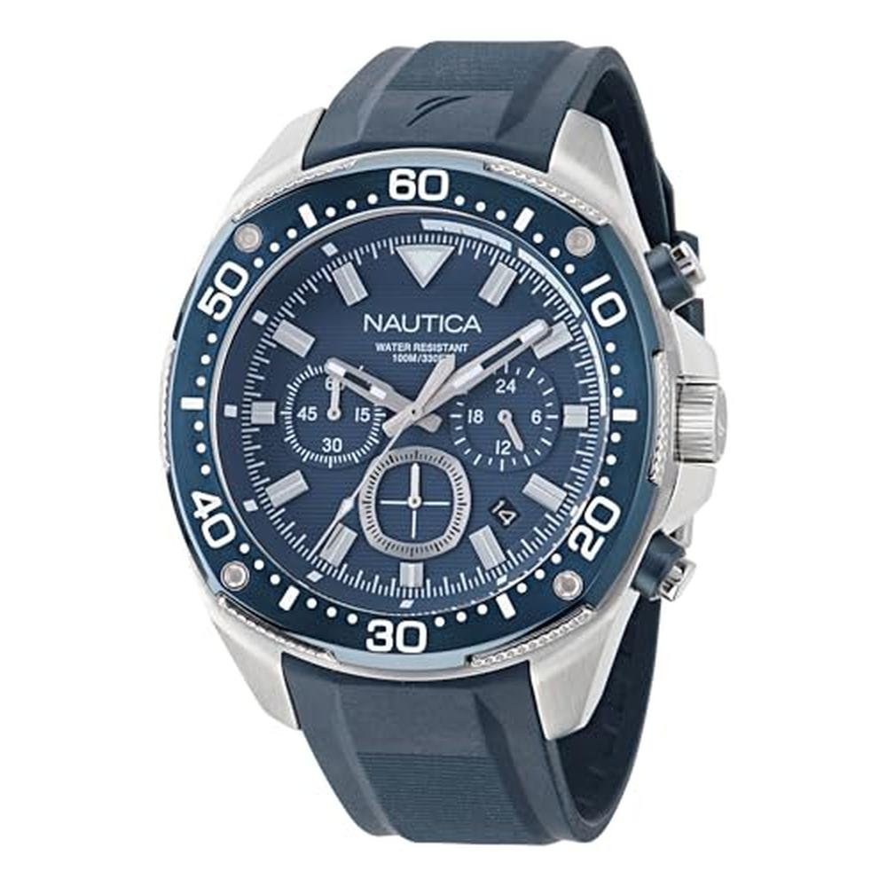 Nautica NCT: Blue Sail Silicone Strap Watch – Front View