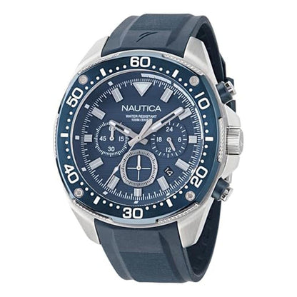 Nautica NCT: Blue Sail Silicone Strap Watch – Front View