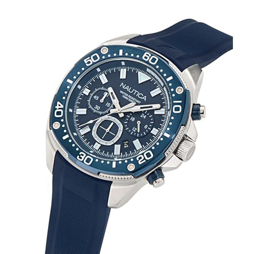 Nautica NCT: Blue Sail Silicone Strap Watch – Close-up Detail