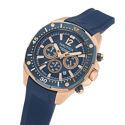 Nautica NCT Blue Sail: Nautica NCT Watch Blue Rose Gold – Side View