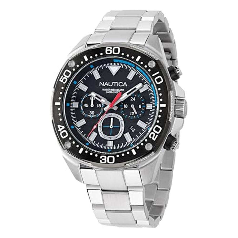 Nautica NCT Blue Sail: Stainless Steel Bracelet Watch – Front View