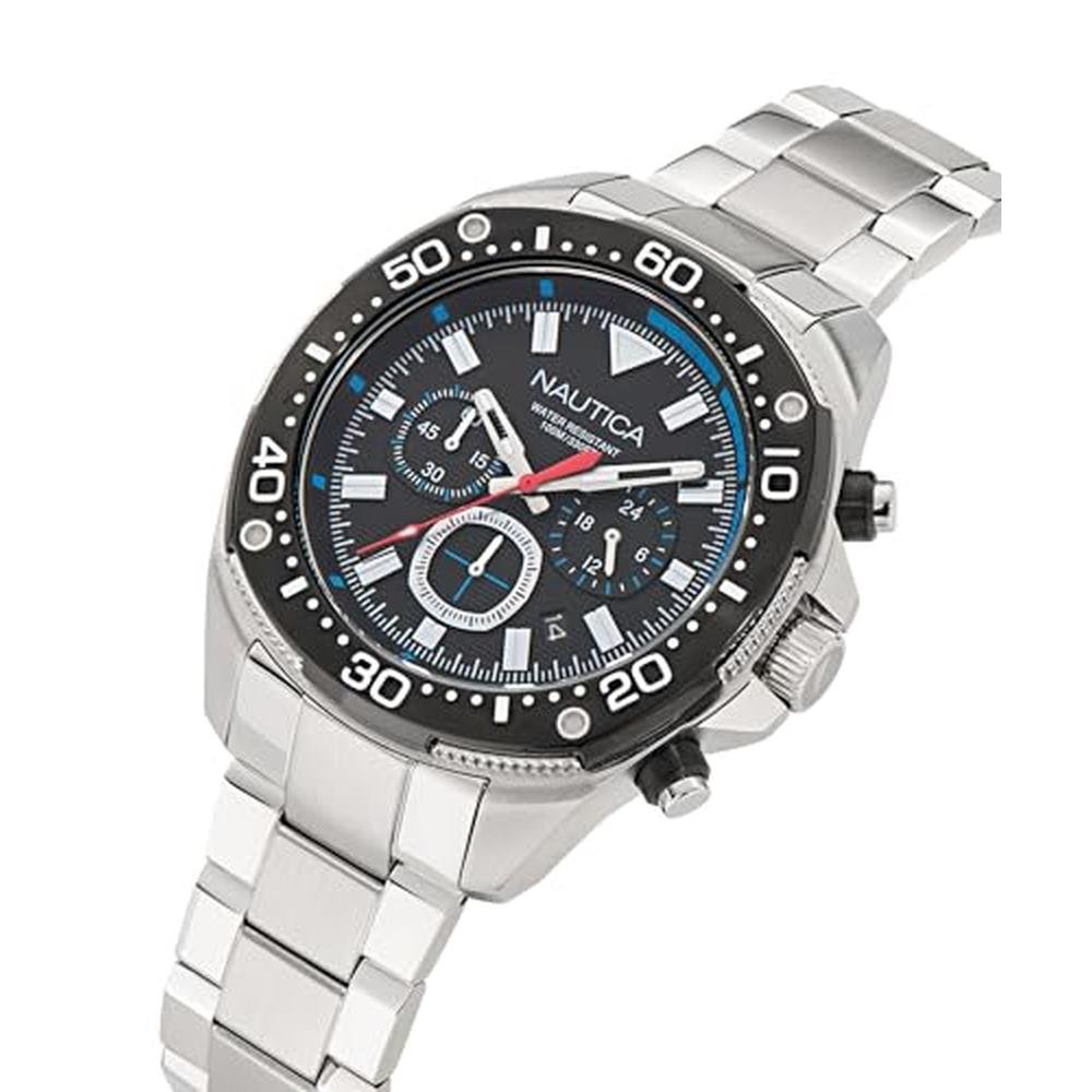 Nautica NCT Blue Sail: Stainless Steel Bracelet Watch – Close-up Detail