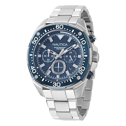 Nautica NCT Blue Sail: Stainless Steel Bracelet Watch – Front View