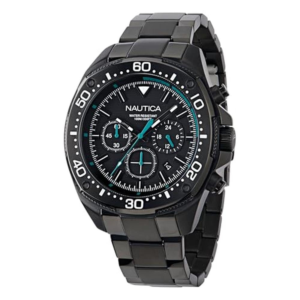 Nautica NCT Blue Sail: Stainless Steel Bracelet Watch – Front View