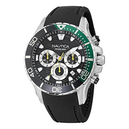 Nautica NST: Nautica Silicone Watch Black/Black/Silver – Front View