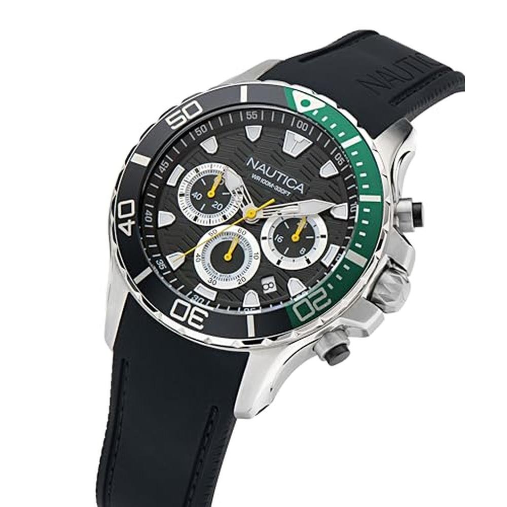 Nautica NST: Nautica Silicone Watch Black/Black/Silver – Side View