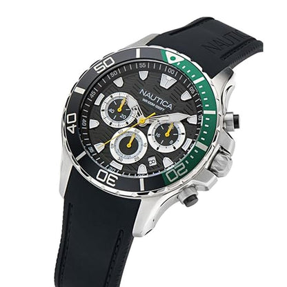 Nautica NST: Nautica Silicone Watch Black/Black/Silver – Side View
