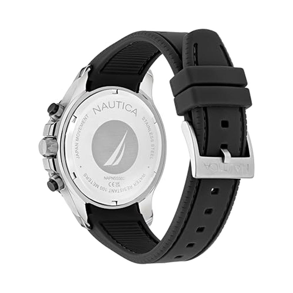 Nautica NST: Nautica Silicone Watch Black/Black/Silver – Close-up Detail