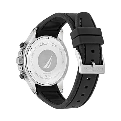 Nautica NST: Nautica Silicone Watch Black/Black/Silver – Close-up Detail