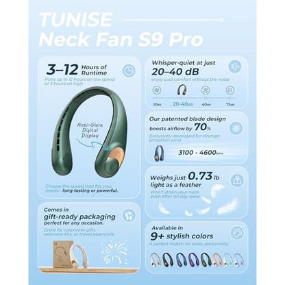 Neck Fan: TUNISE Personal Fan with LED Display – Side View