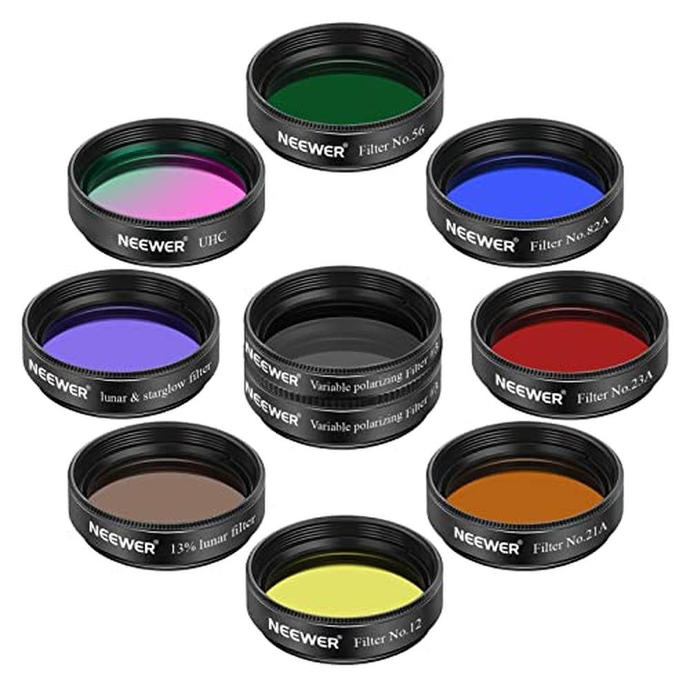 NEEWER 1.25' Telescope Eyepiece Filter Set (10 Pack) – Front View