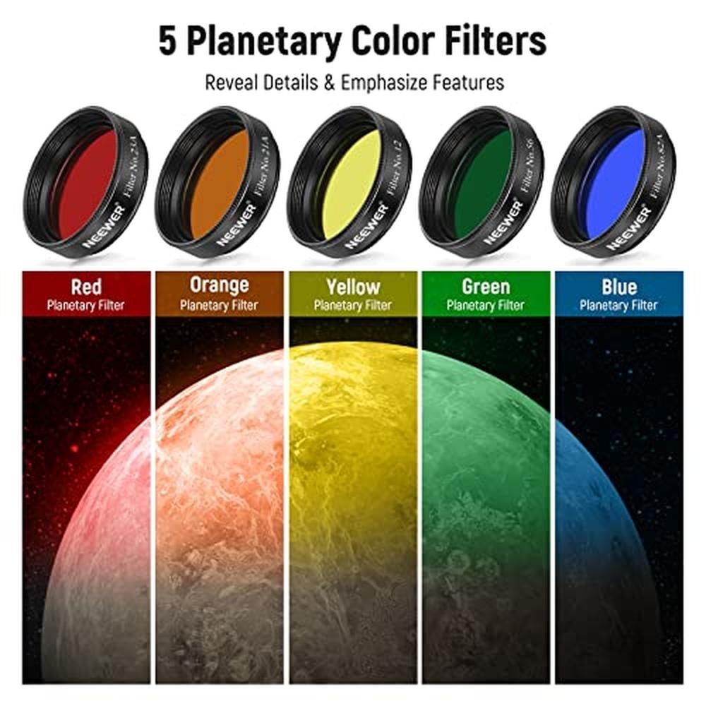 NEEWER 1.25' Telescope Eyepiece Filter Set (10 Pack) – Close-up Detail