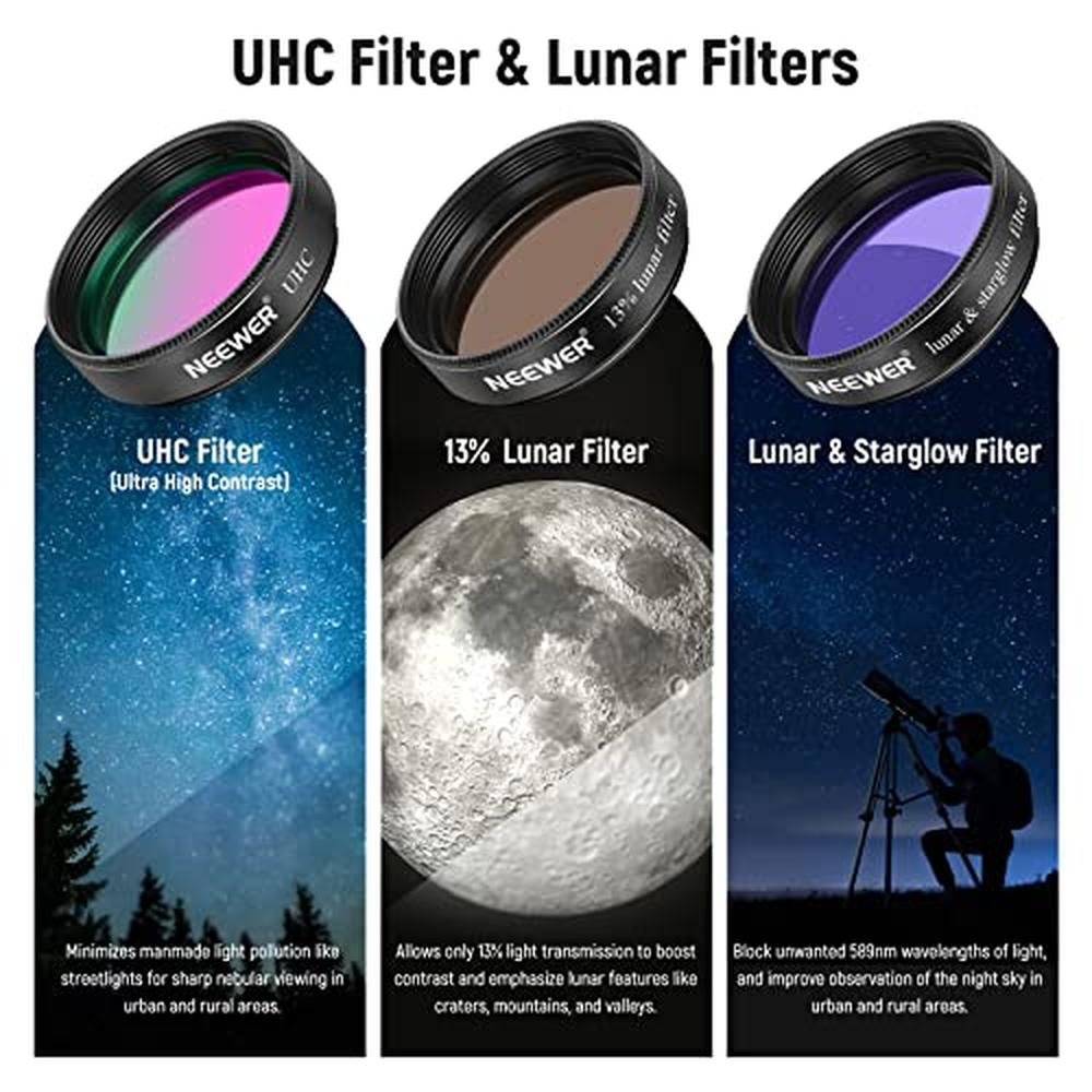 NEEWER 1.25' Telescope Eyepiece Filter Set (10 Pack) – Packaging