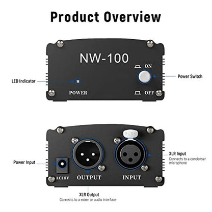 Neewer 1-Channel 48V Phantom Power Supply with Adapter – In Use