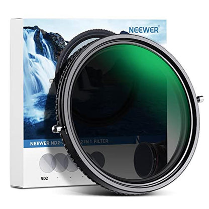 NEEWER 2 in 1 55mm Variable ND Filter ND2ND32&CPL – Front View