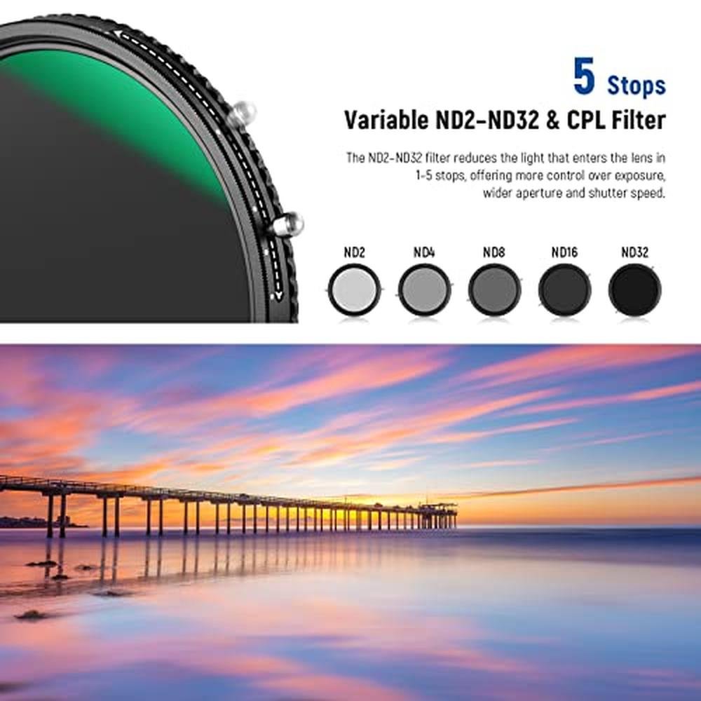 NEEWER 2 in 1 55mm Variable ND Filter ND2ND32&CPL – In Use