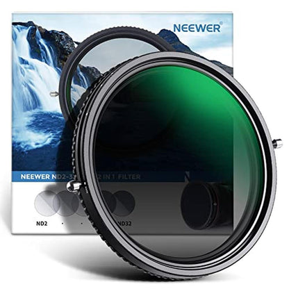 NEEWER 2 in 1 58mm Variable ND Filter ND2ND32&CPL – Front View
