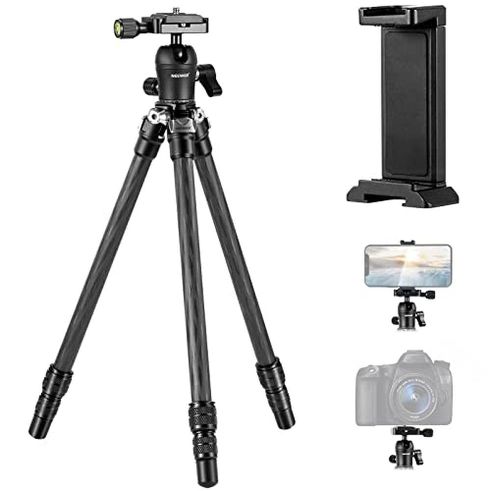 Camera Tripod: NEEWER 28-72cm Carbon Fiber Tripod – Front View