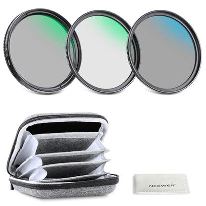 NEEWER 46mm UV/CPL/ND Lens Filter Kit with Hard Shell – Front View