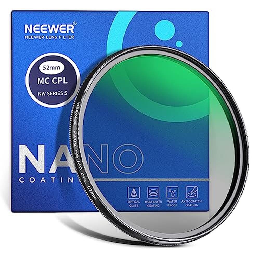 NEEWER 52mm Polarizer Filter: 24 Layer Multi Resistant Nano – Front View