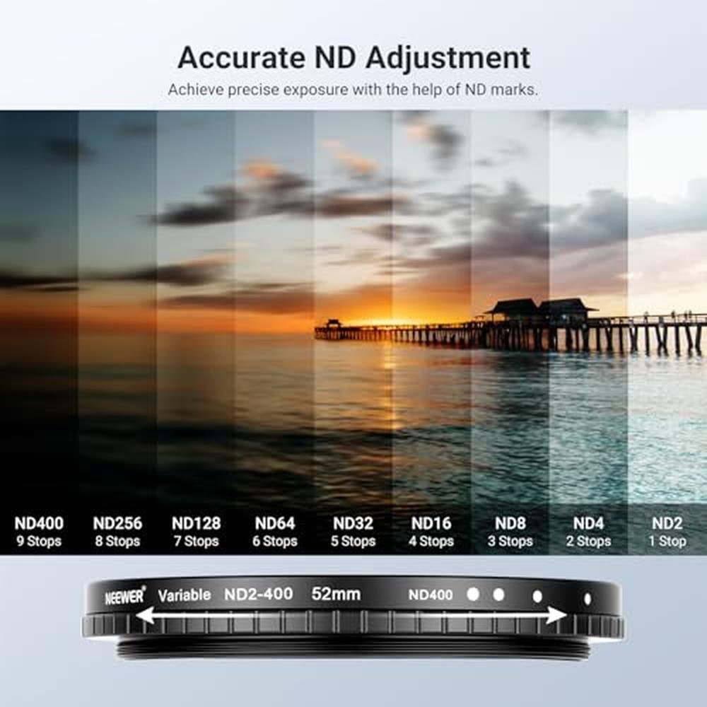 NEEWER 52mm Variable ND + CPL + UV Filter Kit (3 Pack) – In Use