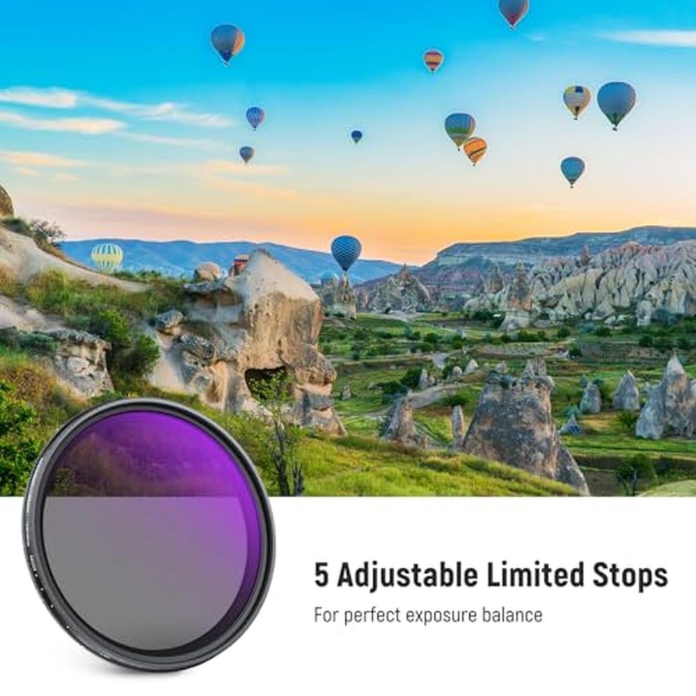 NEEWER 52mm Variable ND Filter with Lens Cap – Side View