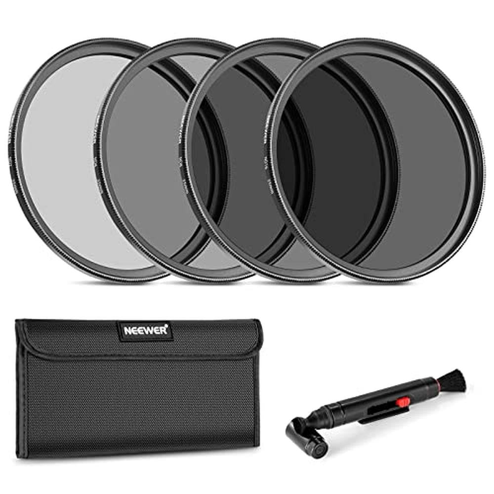Neewer 55mm ND Lens Filter Kit: ND2 ND4 ND8 ND16 – Front View