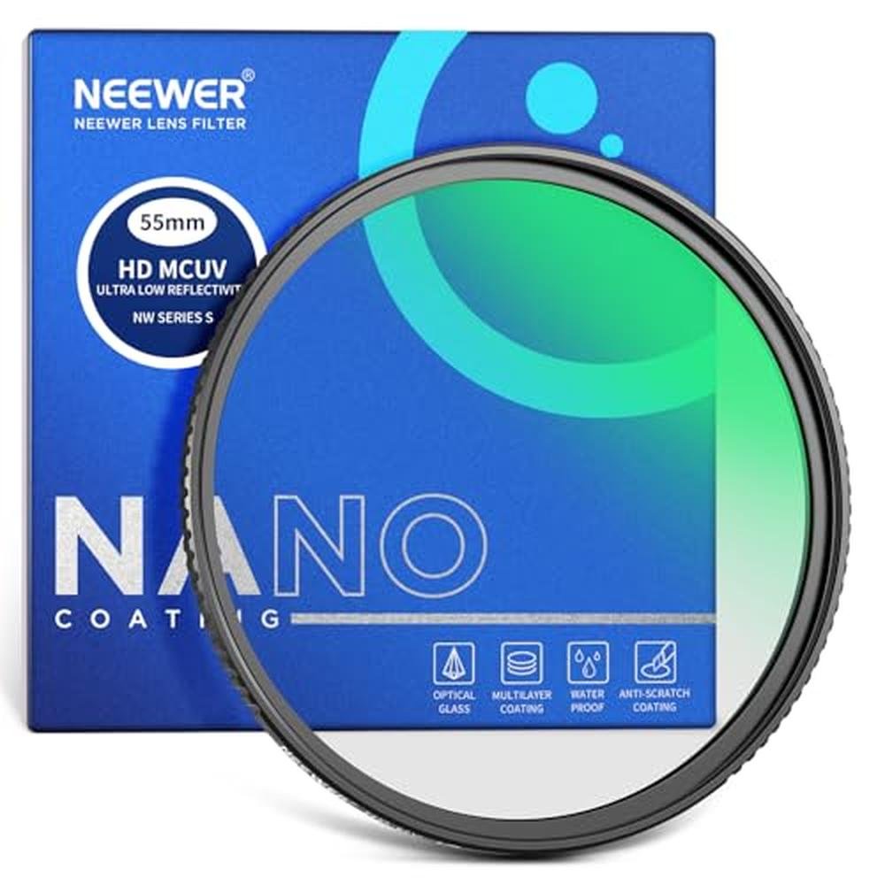 NEEWER 55mm Ultra Low Reflectivity UV Lens Filter – Front View