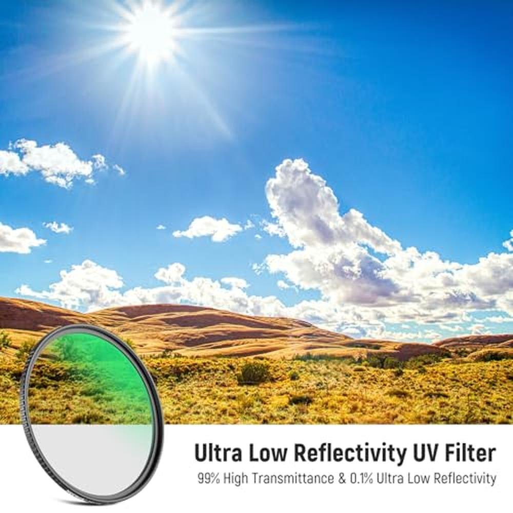 NEEWER 55mm Ultra Low Reflectivity UV Lens Filter – Side View