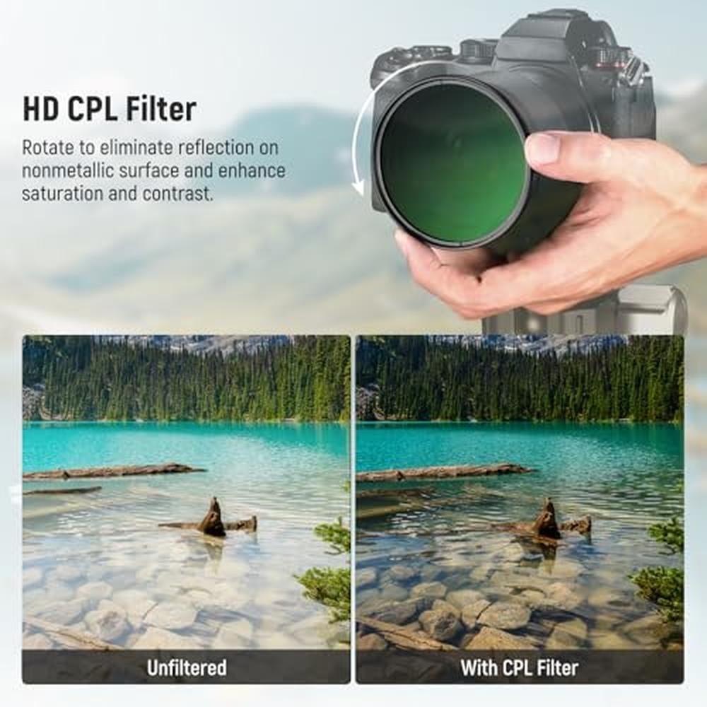 NEEWER 58mm CPL Filter with Lens Cap – Close-up Detail