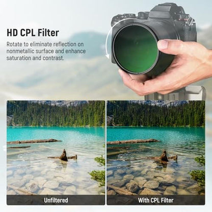 NEEWER 58mm CPL Filter with Lens Cap – Close-up Detail