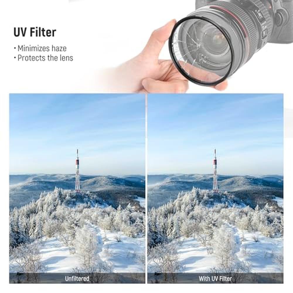 NEEWER 58mm UV/CPL/ND Lens Filter Kit – In Use