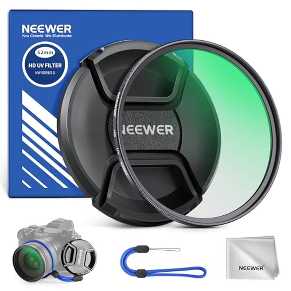 NEEWER 62mm MC UV Protection Filter with Lens Cap – Front View