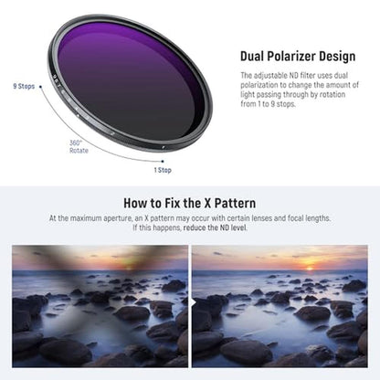 NEEWER 62mm ND2-400 (1-9 Stops) Variable ND Filter with – Packaging