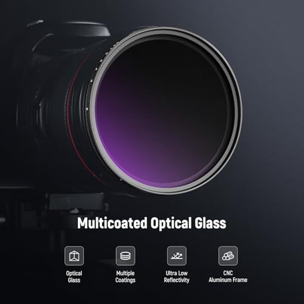 NEEWER 67mm Variable ND Filter ND2-400 (1-9 Stops) with 3X – Packaging