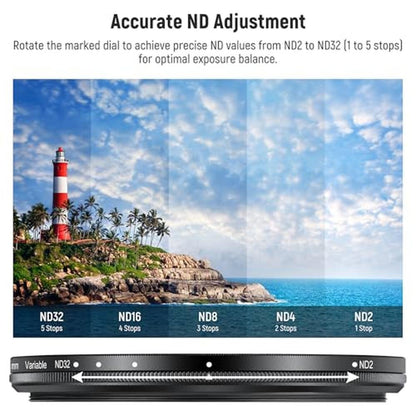 NEEWER 77mm ND2-32 (1-5 Stops) Variable ND Filter with Lens – Side View