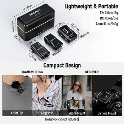 Neewer CM28: Premium Wireless Lavalier Microphone – Close-up Detail
