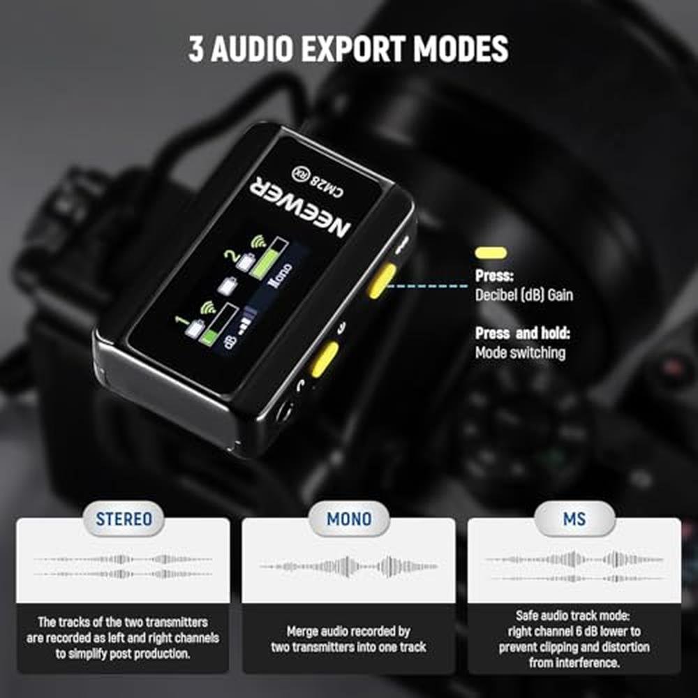 Neewer CM28: Premium Wireless Lavalier Microphone – In Use
